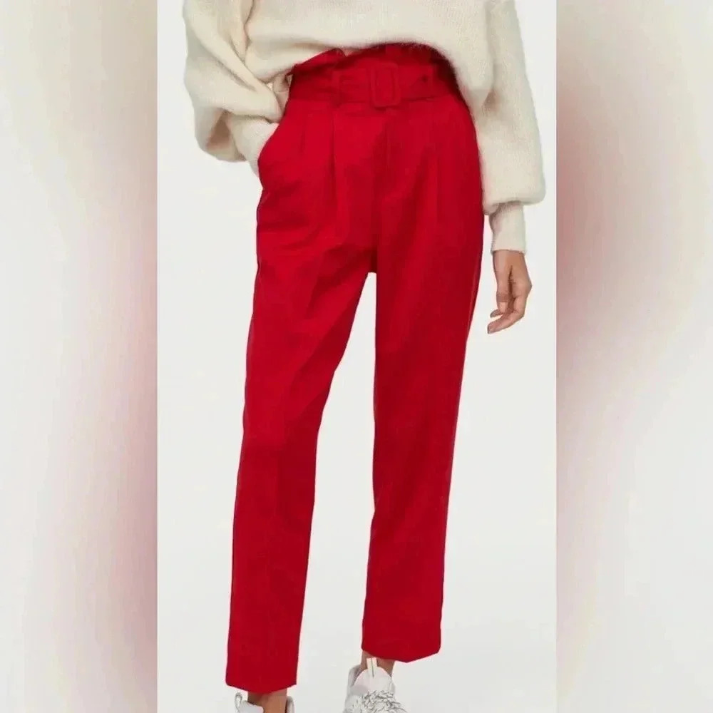 H&M Red High-Waisted Trousers